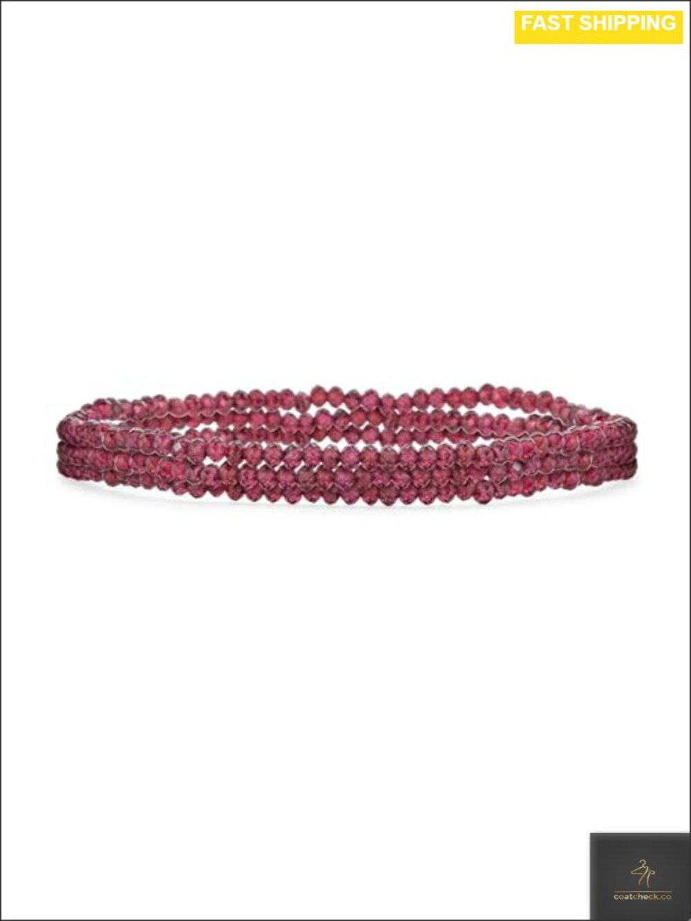Genuine Garnet Beaded Stretch Bracelet Set of 3 Stackable Strands